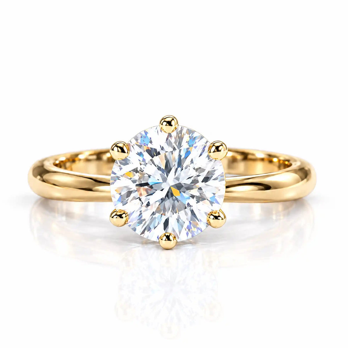 VVS1 Round Cut Moissanite Gold Solitaire Ring