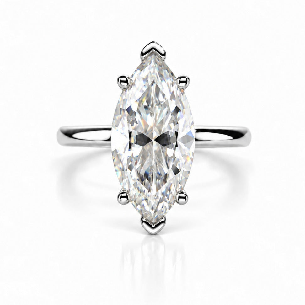3 CT D Color Marquise Cut Moissanite Engagement Ring