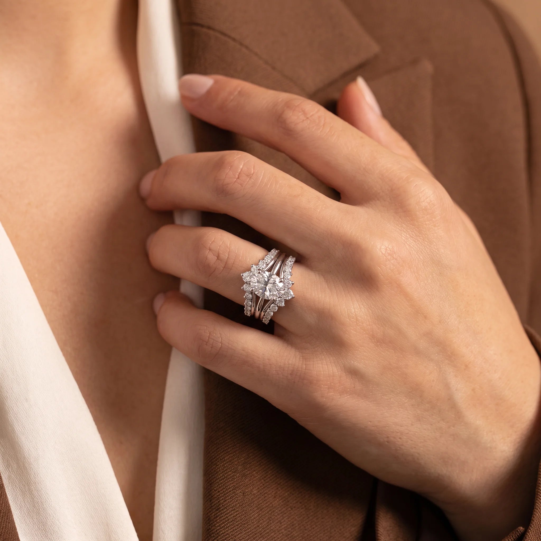 3 CT Oval Cut Moissanite Eternity Bridal Set Ring