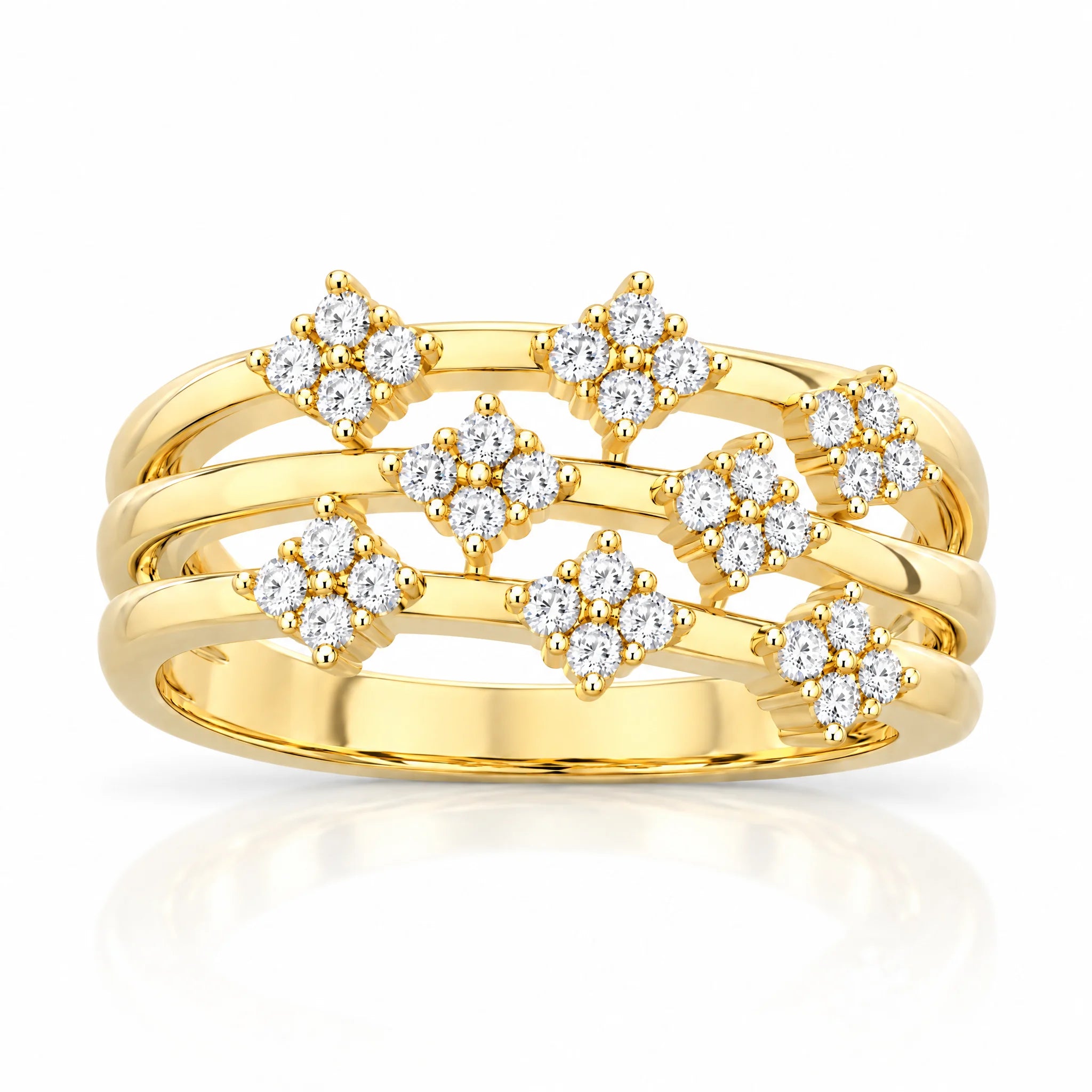 Three-Layer D VVS1 Moissanite Stackable Ring