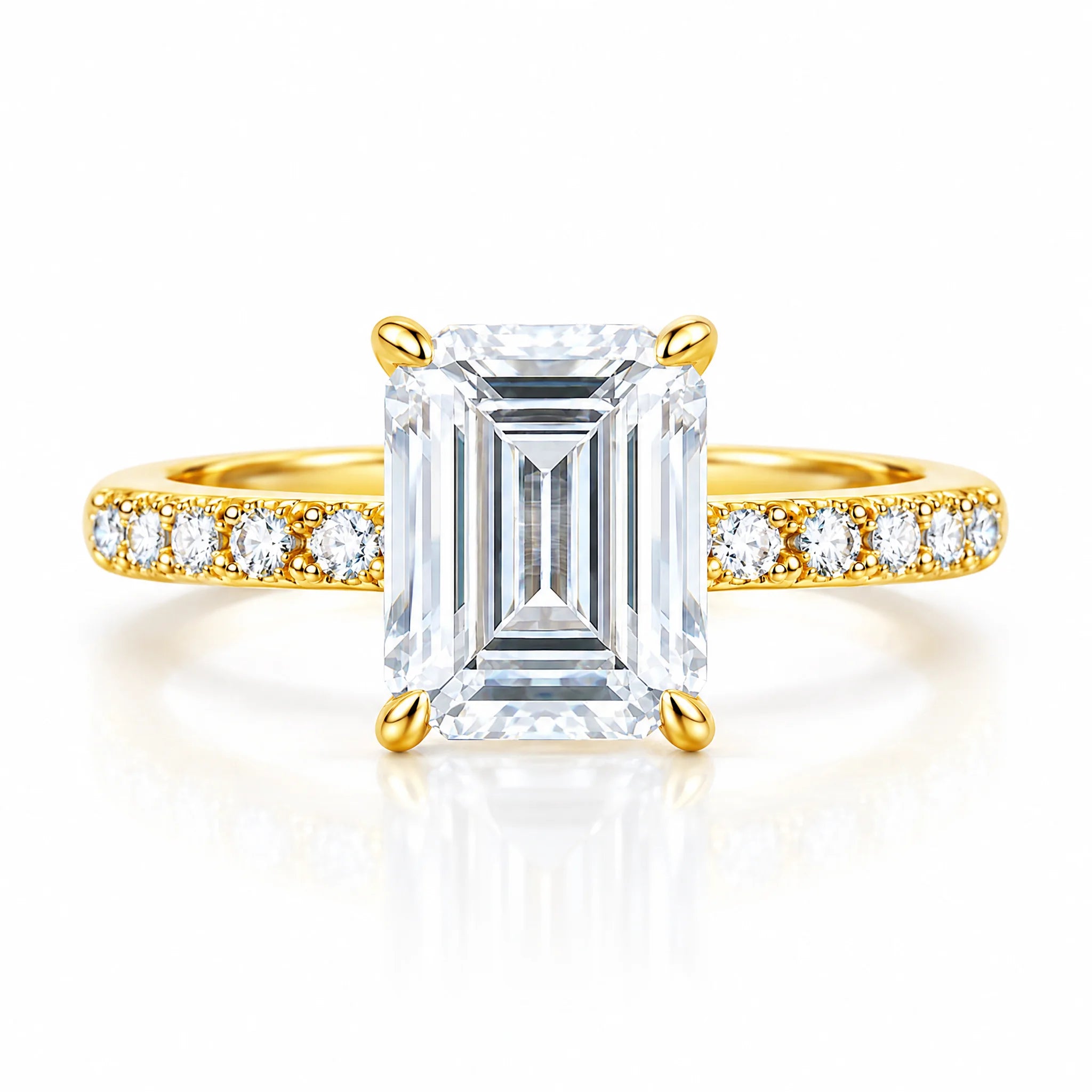 3.5 CT Emerald Cut Moissanite Engagement Ring