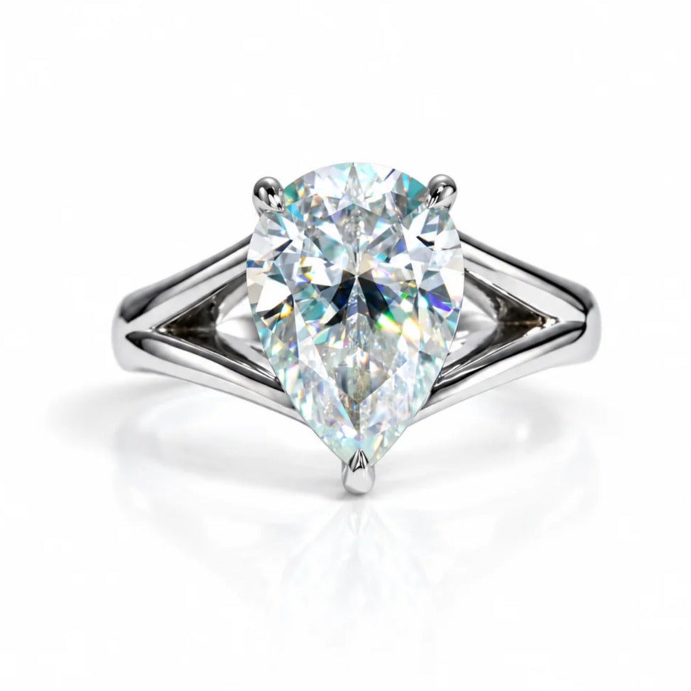 5 CT Pear Cut Moissanite Engagement Wedding Ring