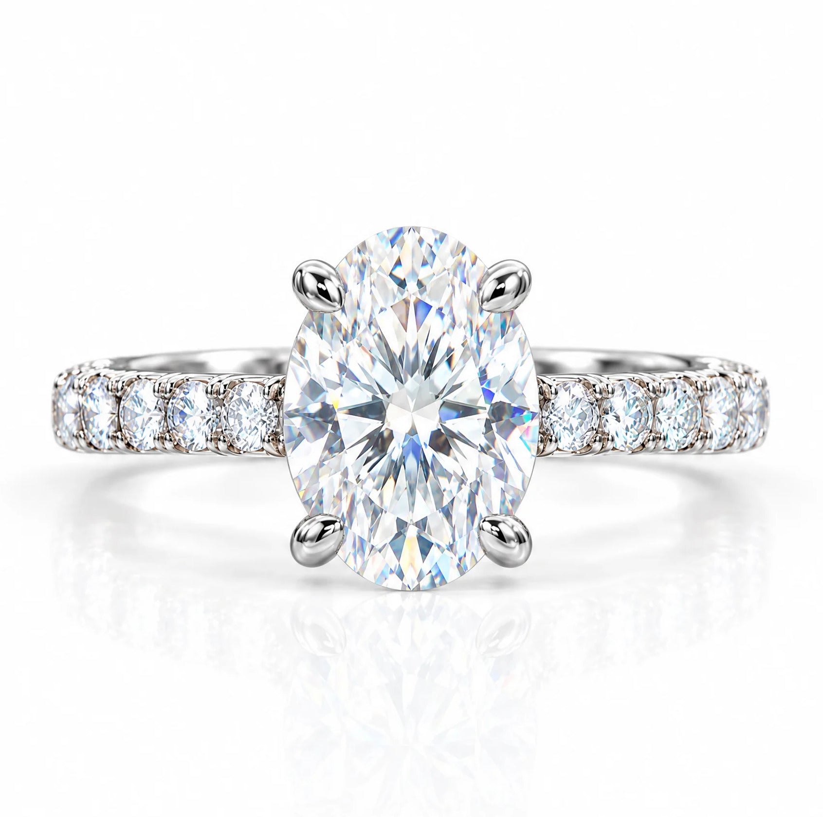 2 CT Oval Cut Moissanite Engagement Ring