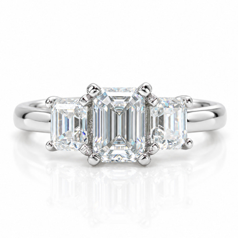 1.8 CTTW Emerald Cut Moissanite Engagement Ring