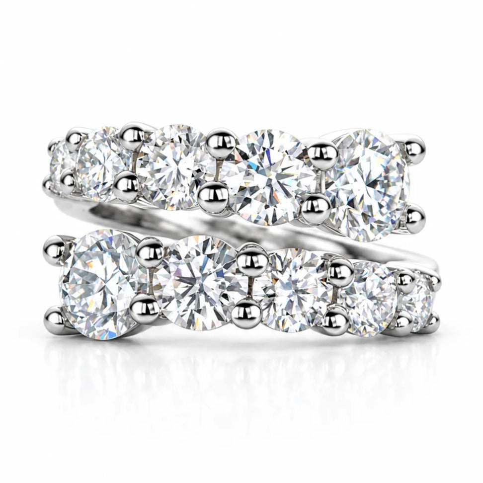 4.2 CTTW Round Cut Moissanite Engagement Band Ring
