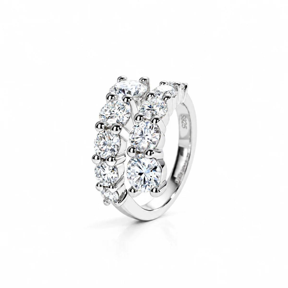 4.2 CTTW Round Cut Moissanite Engagement Band Ring