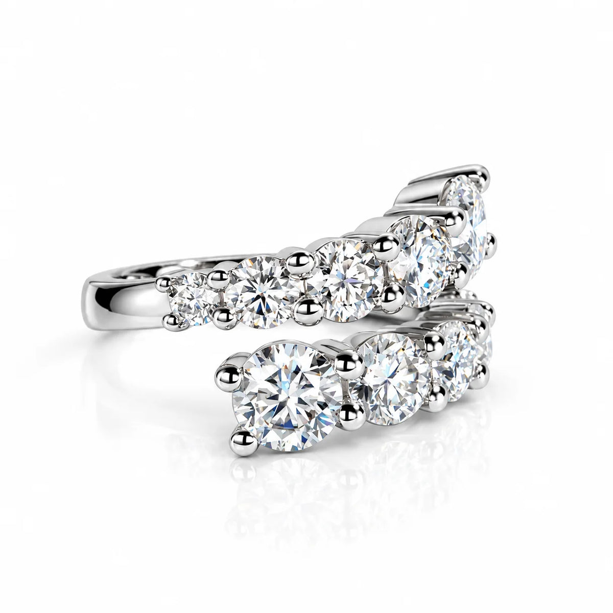 4.2 CTTW Round Cut Moissanite Engagement Band Ring