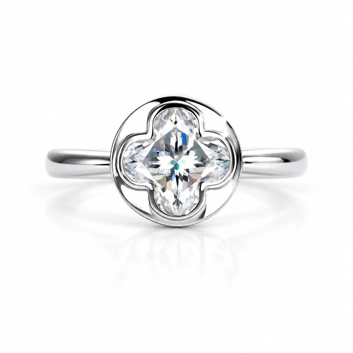 2 CT Four-Leaf Clover Moissanite Engagement Ring