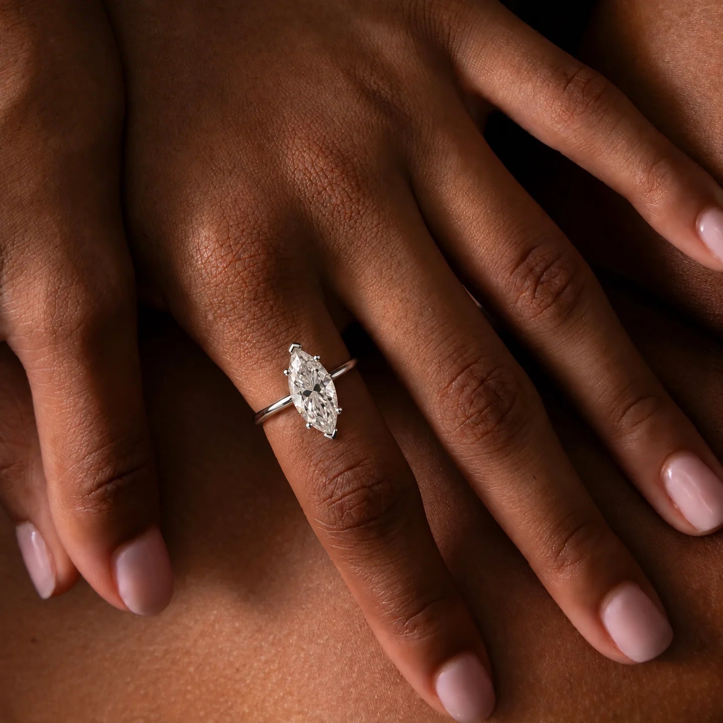 3 CT D Color Marquise Cut Moissanite Engagement Ring