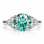 3 CT Round Cut Green Stone Moissanite Engagement Ring