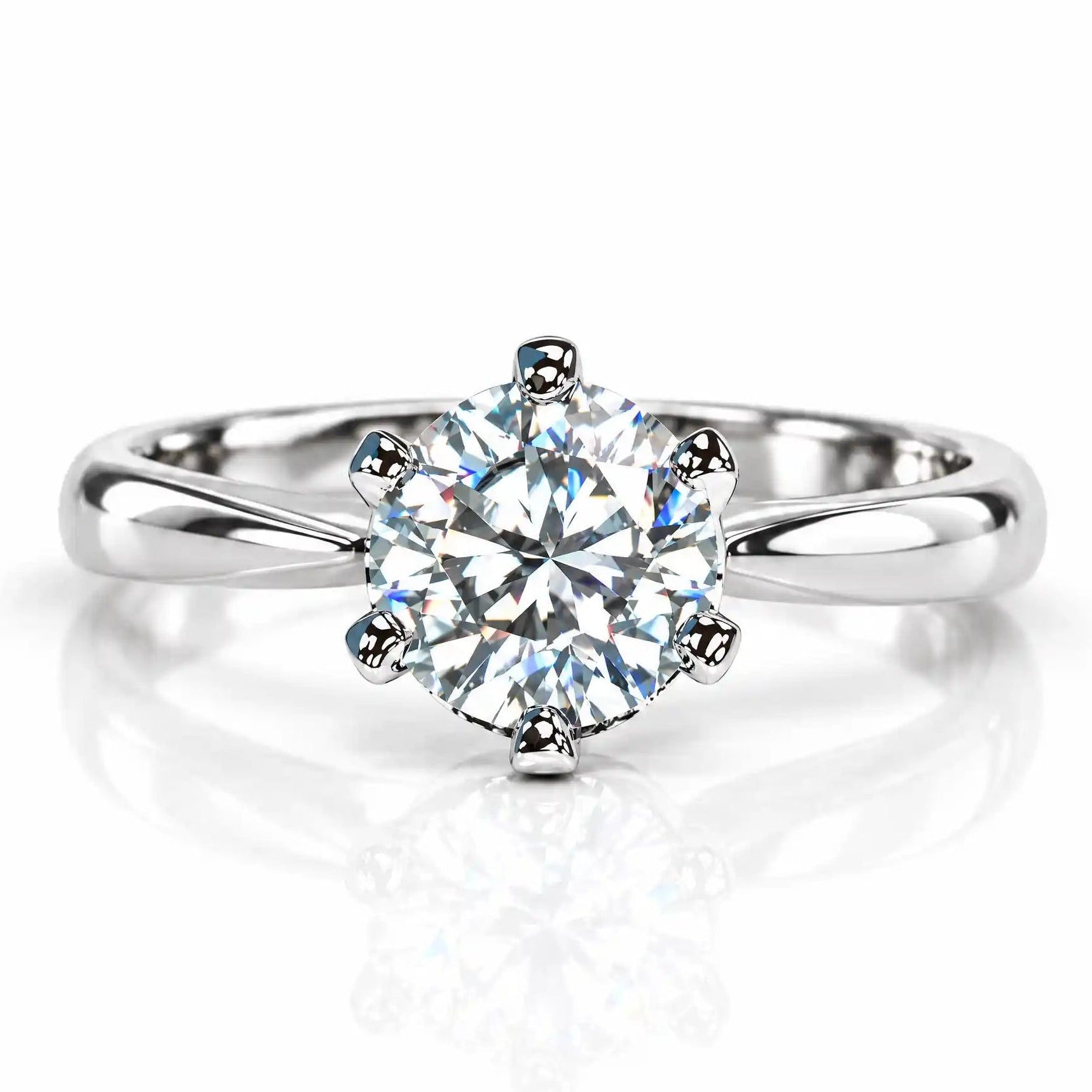 VVS1 Round Cut Solitaire Moissanite Engagement Ring