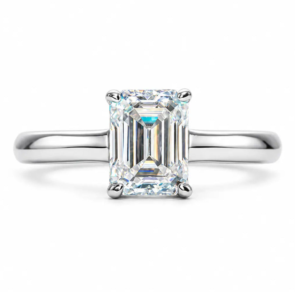 2 CT Emerald Cut Moissanite Engagement Ring