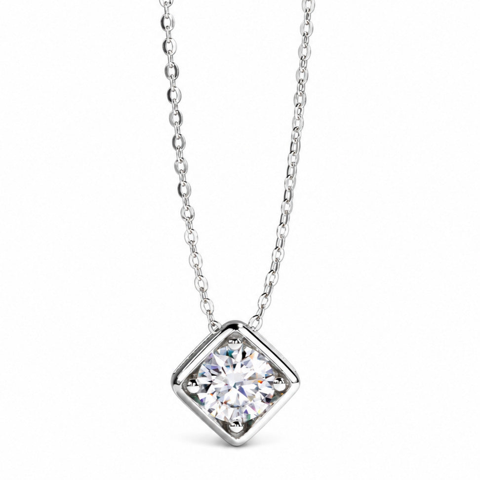 VVS1 Moissanite Square Pendant Necklace