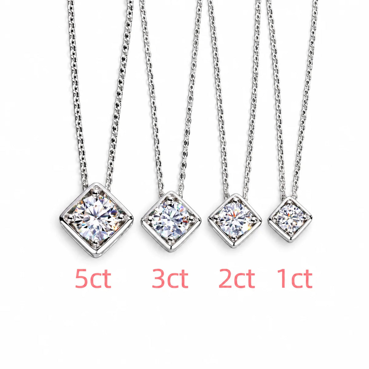 VVS1 Moissanite Square Pendant Necklace