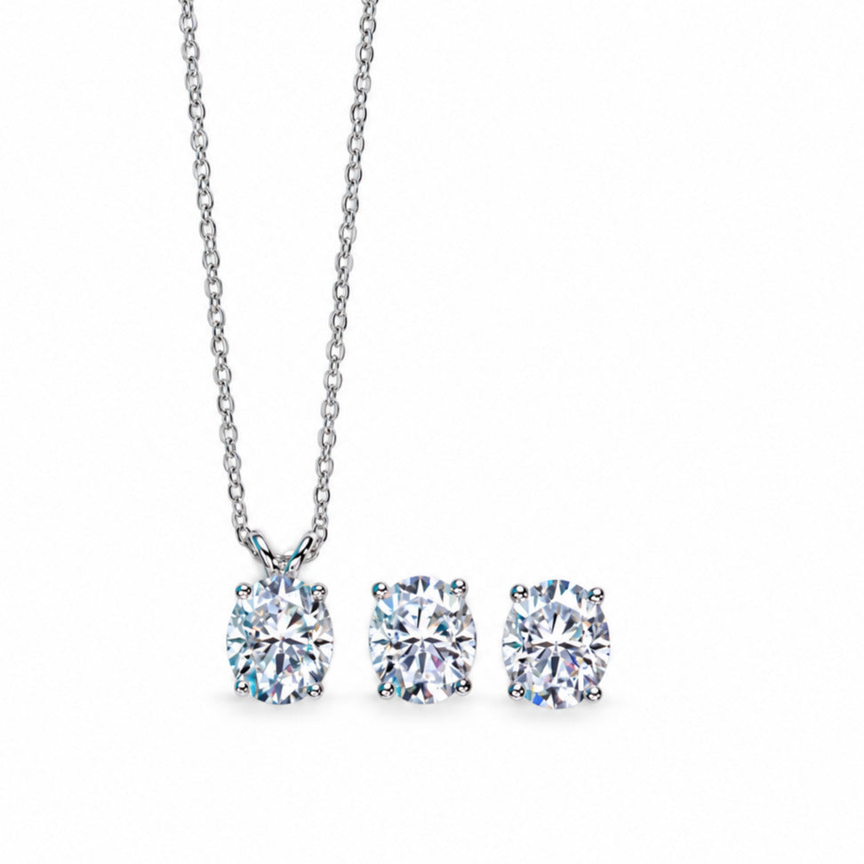 VVS 1 Oval Cut Moissanite Necklace & Earring Set