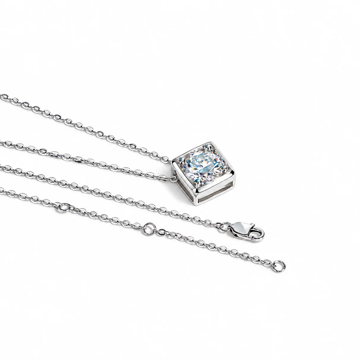 VVS1 Moissanite Square Pendant Necklace