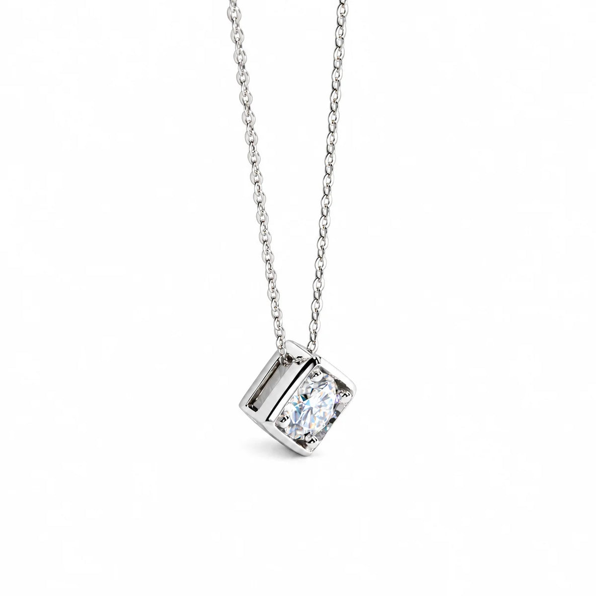 VVS1 Moissanite Square Pendant Necklace