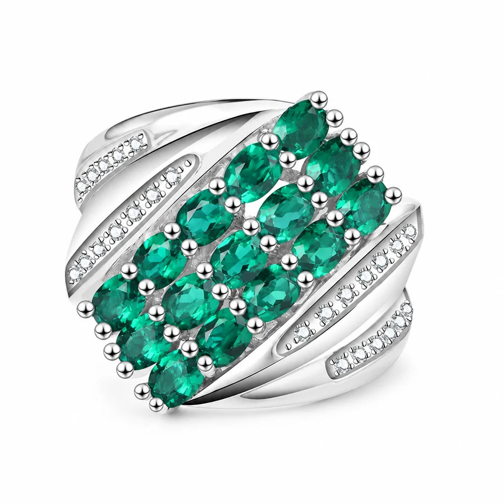 VVS1 Lab Grown Emerald Moissanite Gemstone Ring