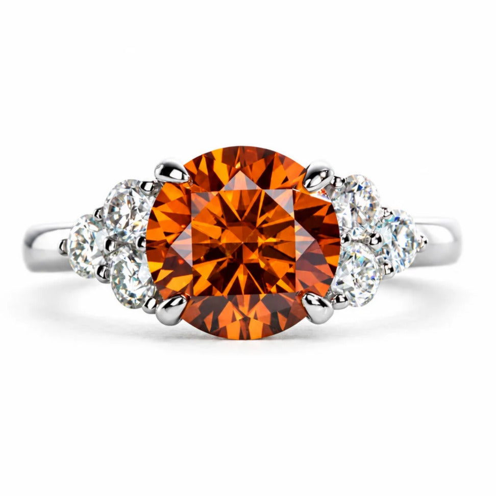 3 CT Red-Orange Moissanite Engagement Ring