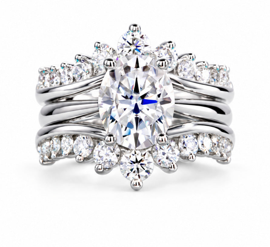 3 CT Oval Cut Moissanite Eternity Bridal Set Ring