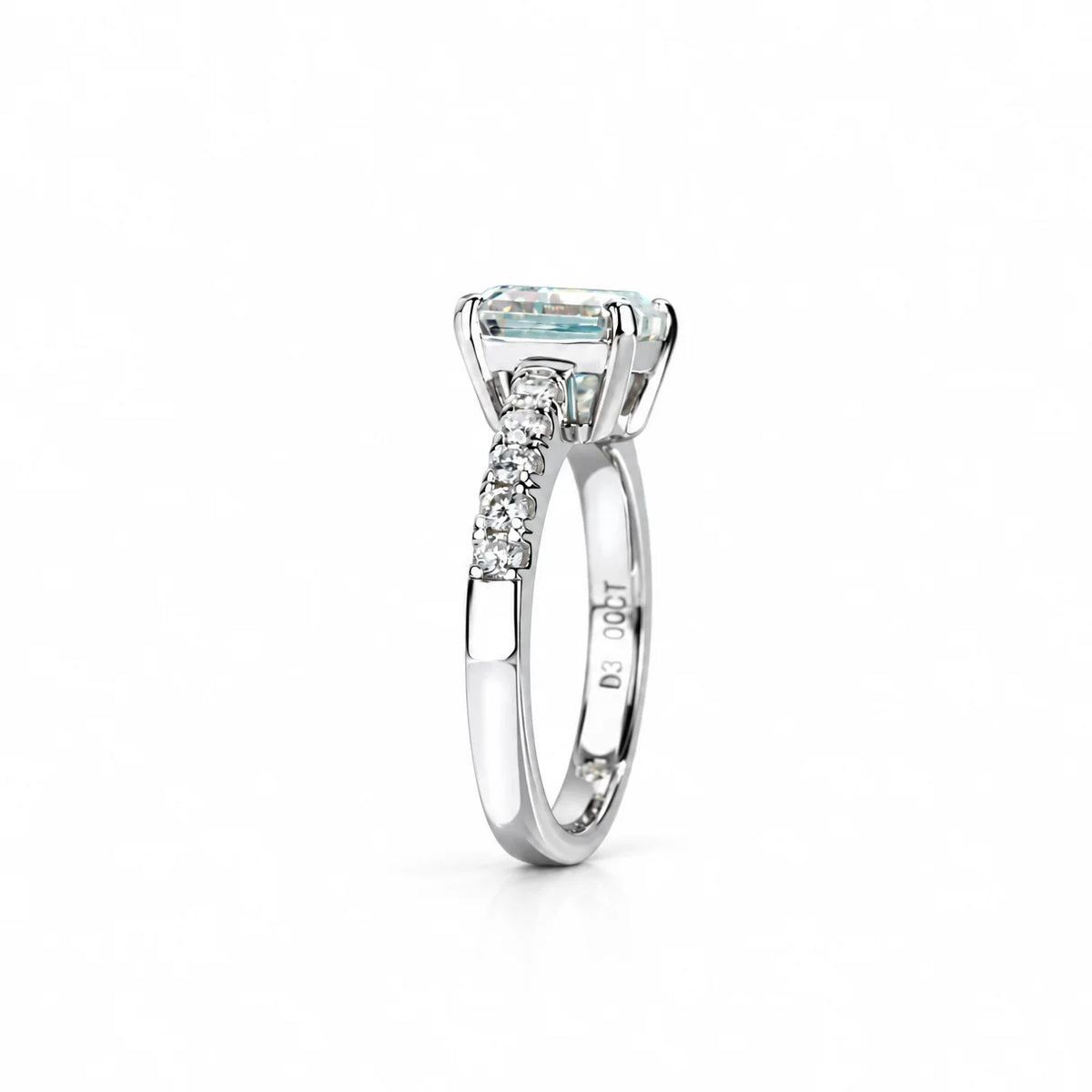 3 CT Asscher Cut Moissanite Engagement Ring