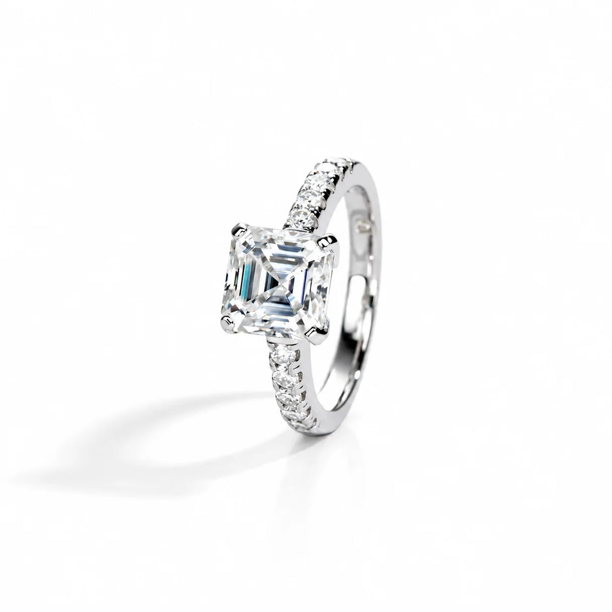 3 CT Asscher Cut Moissanite Engagement Ring