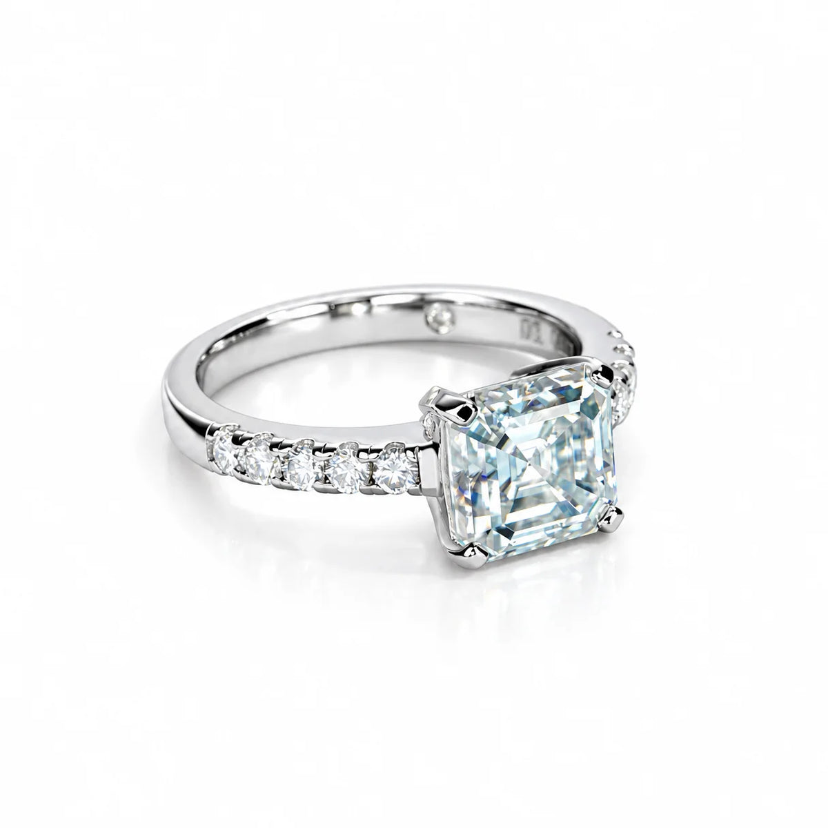 3 CT Asscher Cut Moissanite Engagement Ring