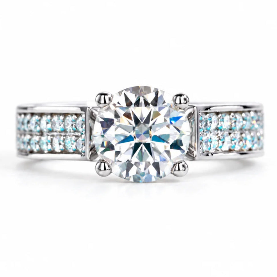 2 CT Round Cut Moissanite Engagement Ring
