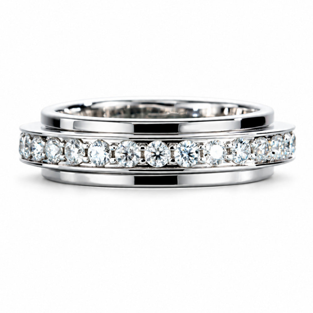 2 MM Moissanite Spinner Eternity Band Ring