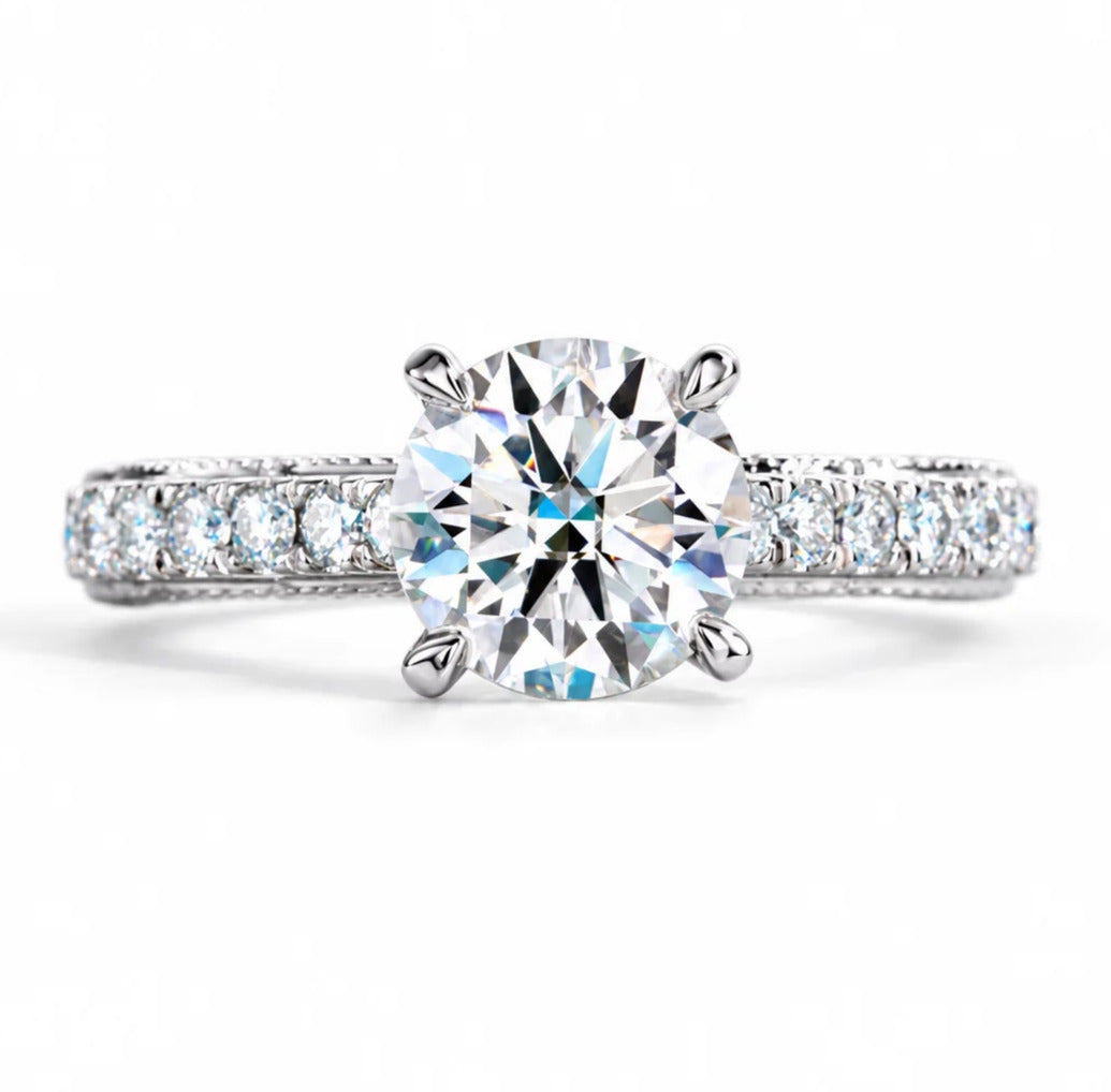 2 CT Round Cut Moissanite Engagement Ring