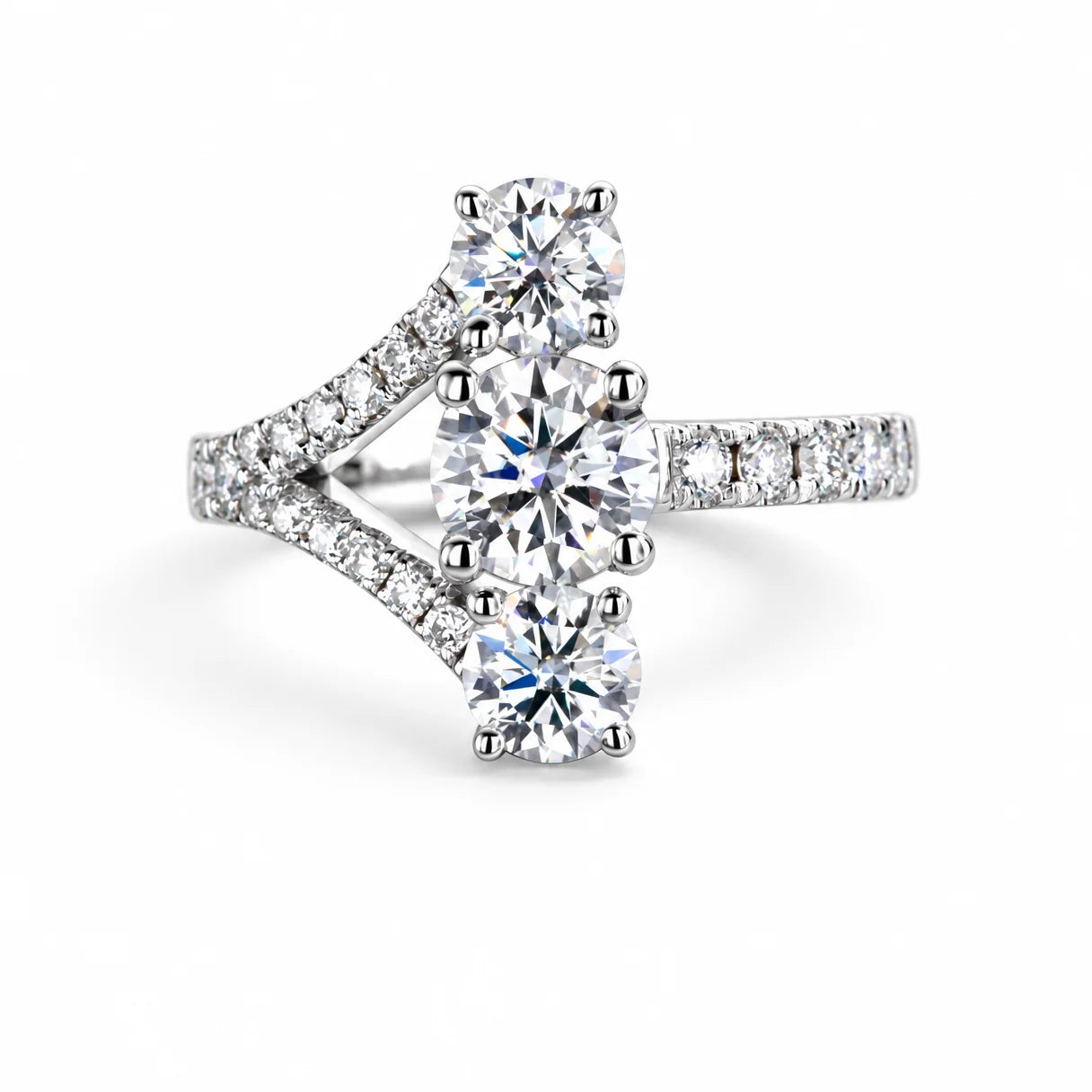 2.36 CTTW Three Stone Moissanite Engagement Ring