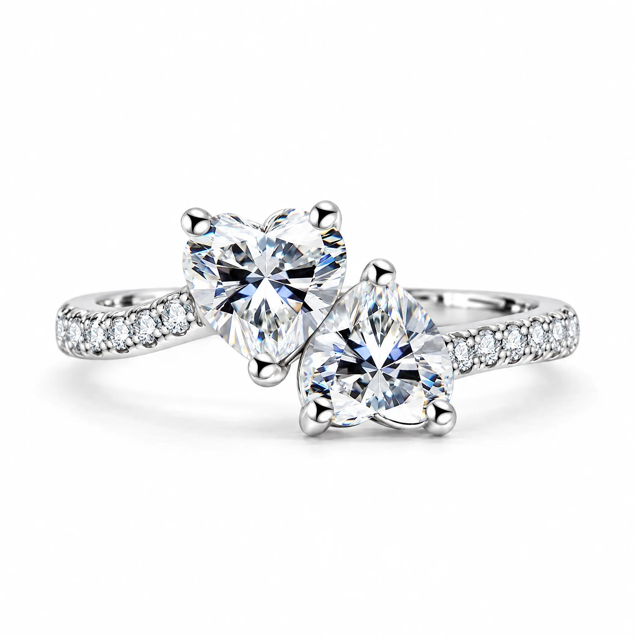 2 CT Heart Cut Twin Moissanite Engagement Ring