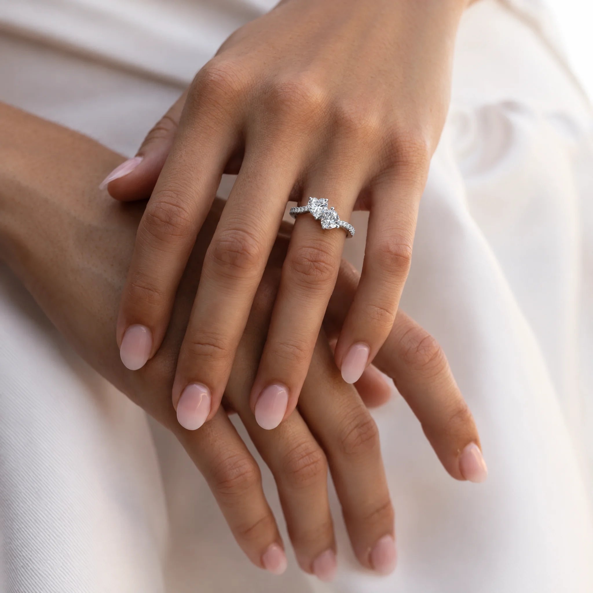 2 CT Heart Cut Twin Moissanite Engagement Ring