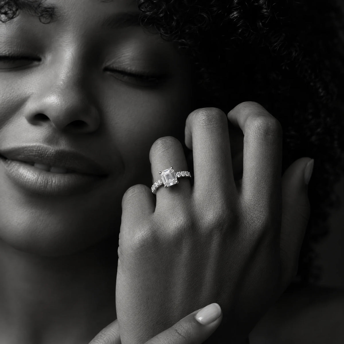 3 CT Asscher Cut Moissanite Engagement Ring