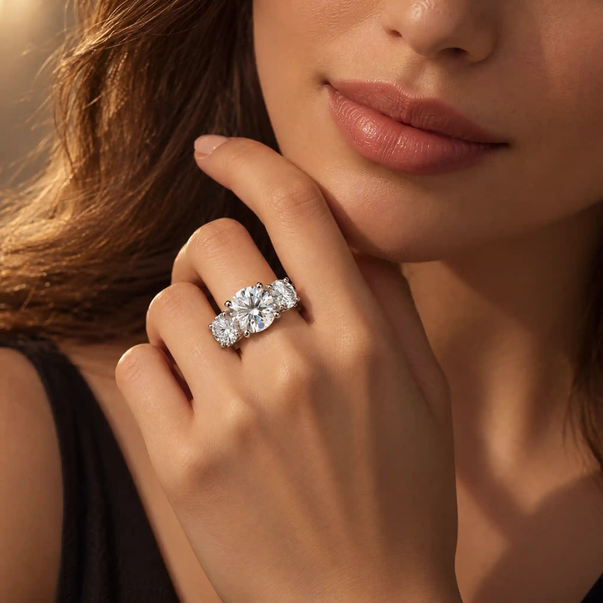 11 CTTW Round Cut Moissanite Engagement Ring