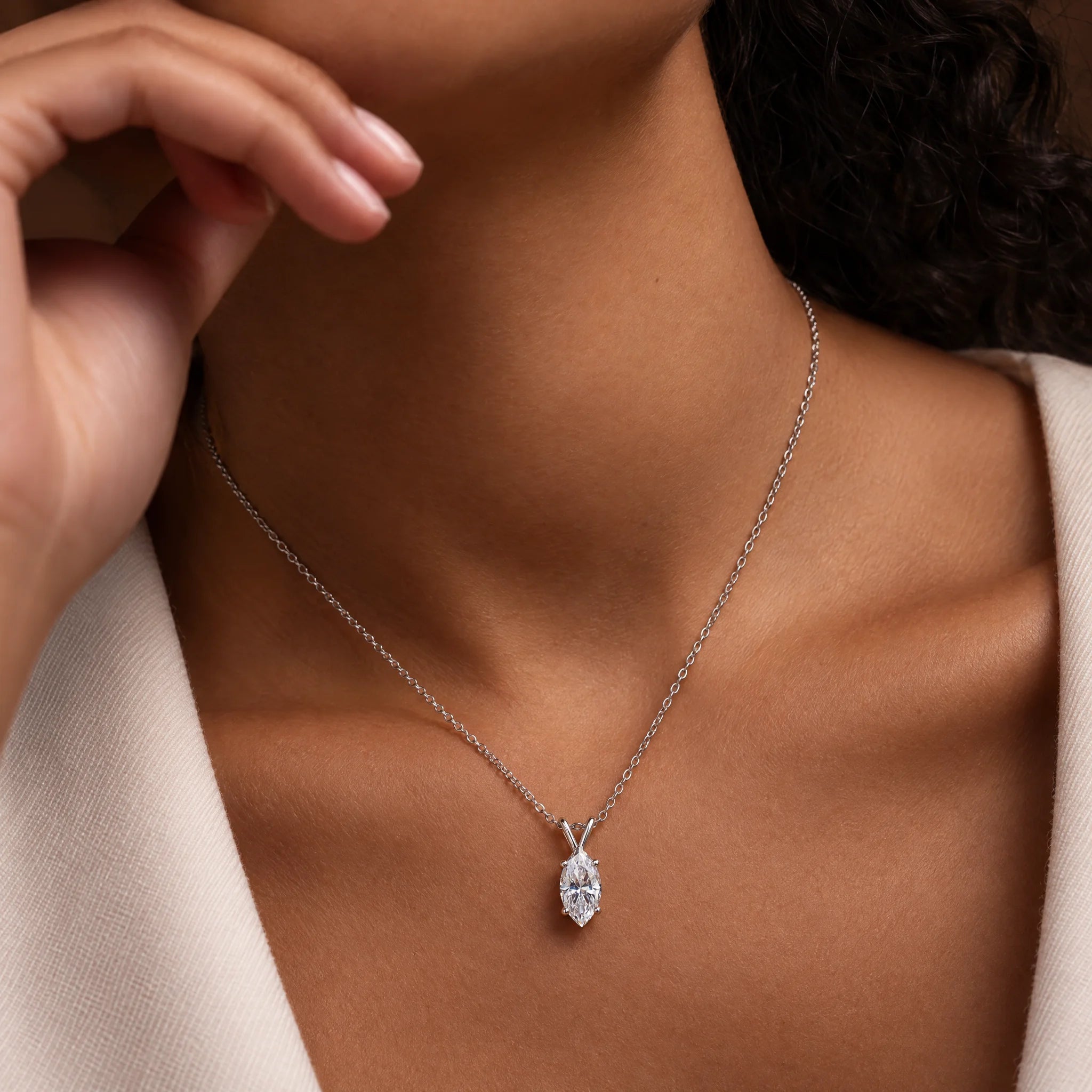 VVS1 Emerald Cut Moissanite Bezel Pendant Necklace
