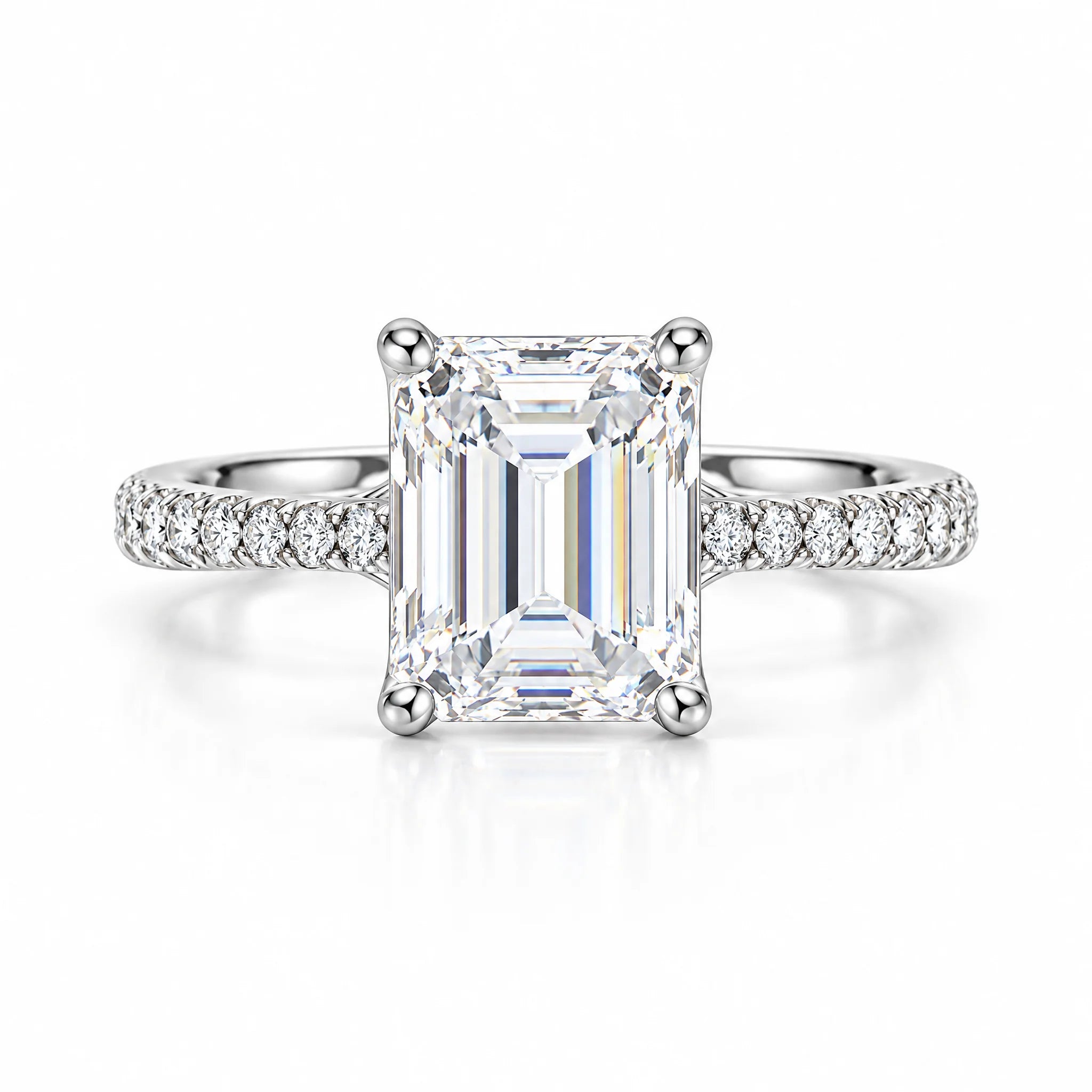 3 CT Emerald Cut Moissanite Engagement Ring