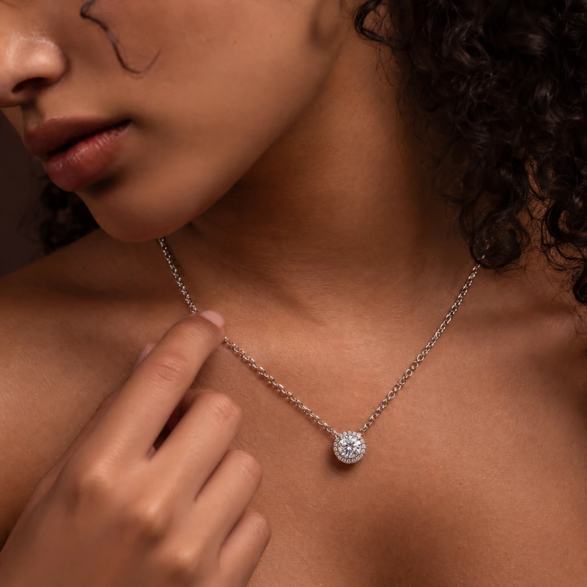 6.5 MM Brilliant Cut Moissanite Pendant Necklace