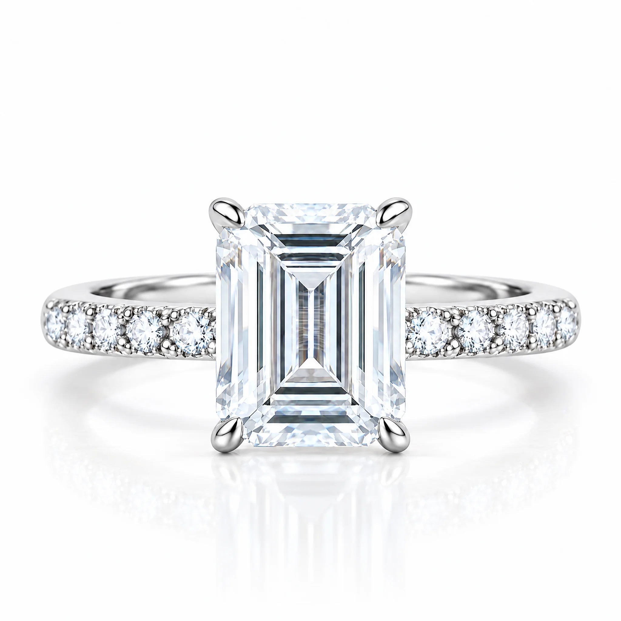 3.5 CT Emerald Cut Moissanite Engagement Ring