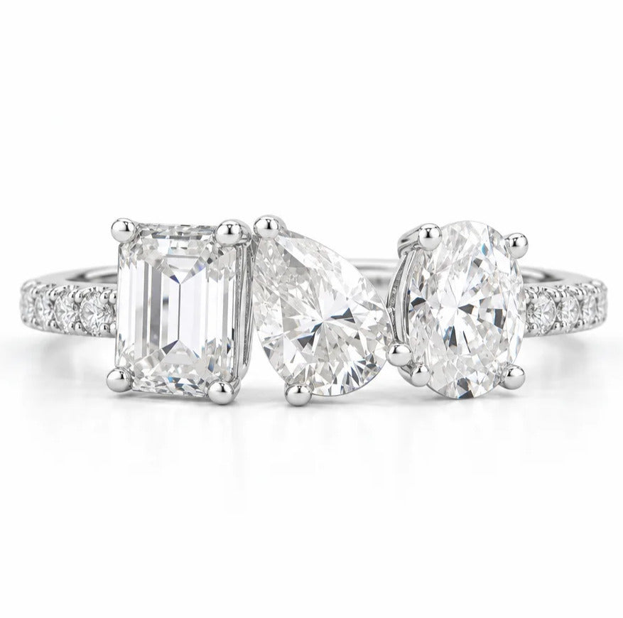 VVS1 D Color 3-Stone Moissanite Engagement Ring
