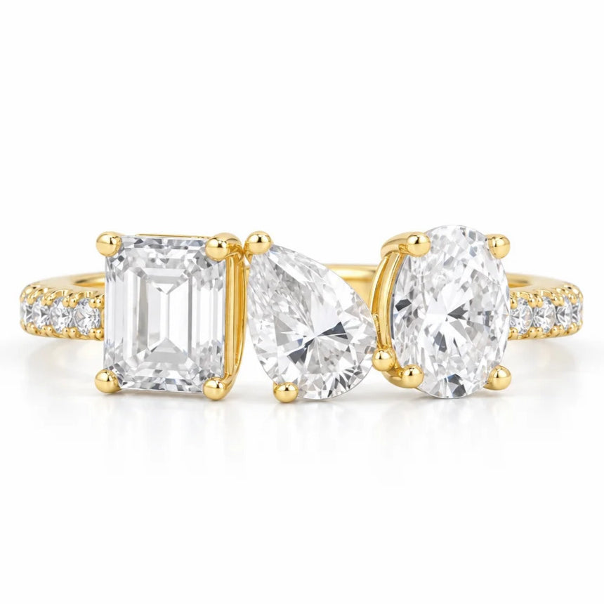 VVS1 D Color 3-Stone Moissanite Engagement Ring