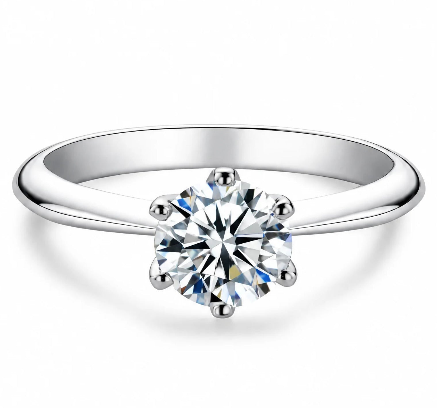 VVS1 Round Cut Solitaire Moissanite Engagement Ring