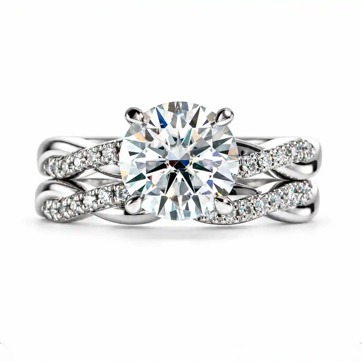 3 CT Round Cut Moissanite Engagment Bridal Ring Set
