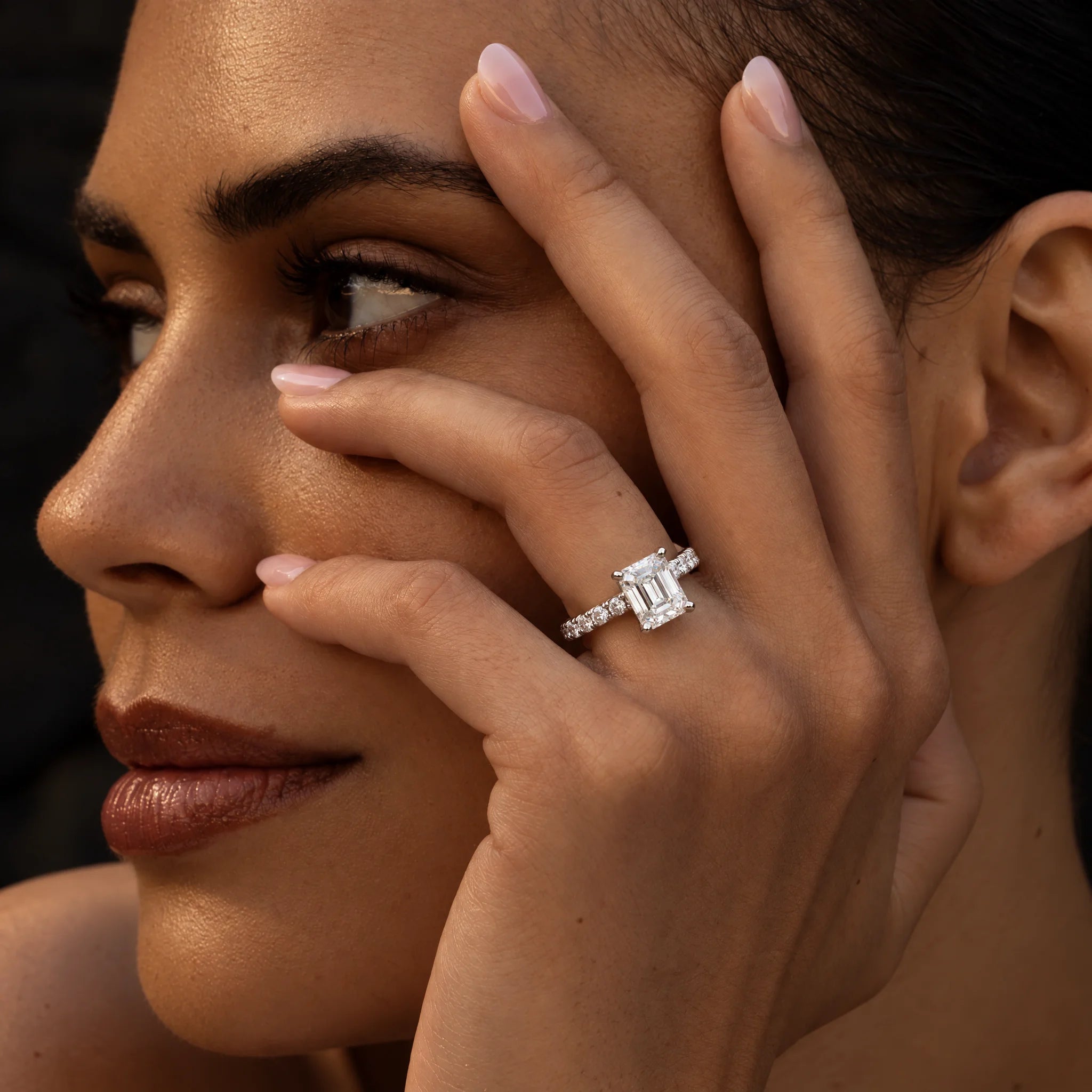 3 CT Emerald Cut D Color Moissanite Engagement Ring