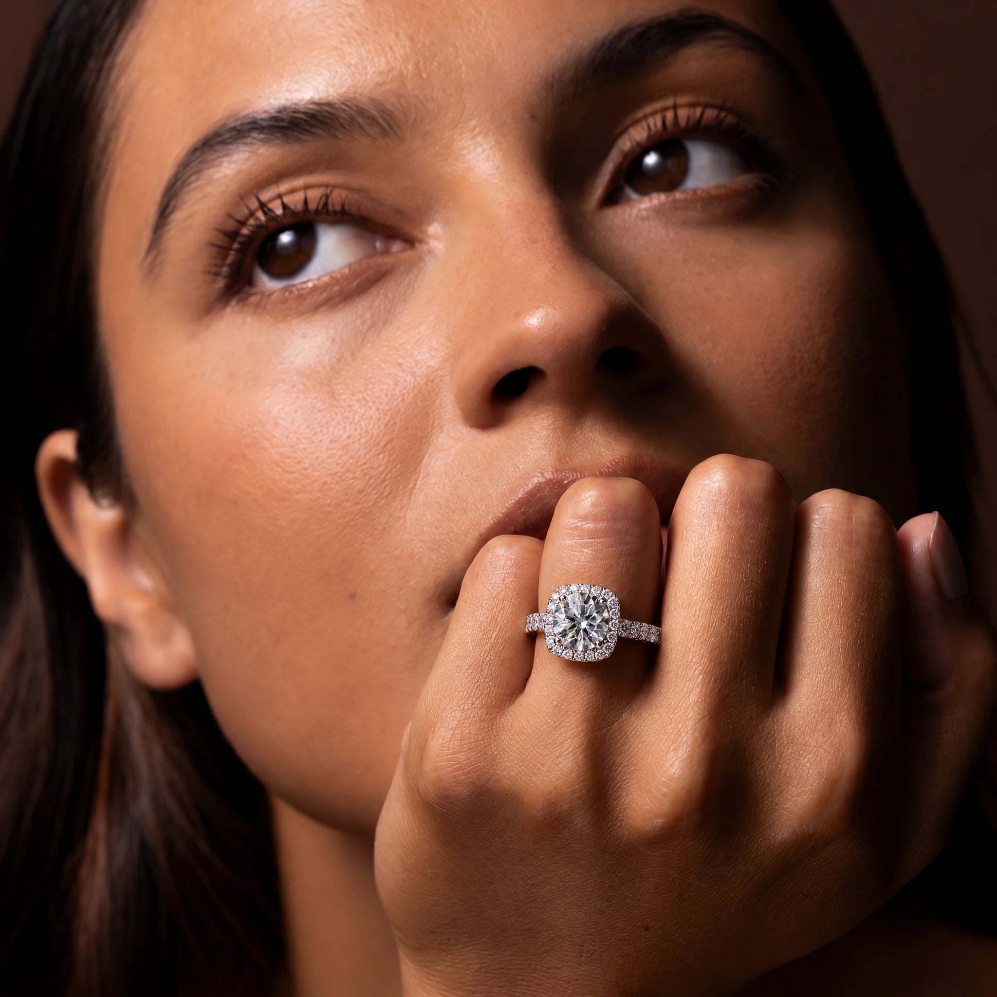 3 CT Round Cut Moissanite Halo Engagement Ring