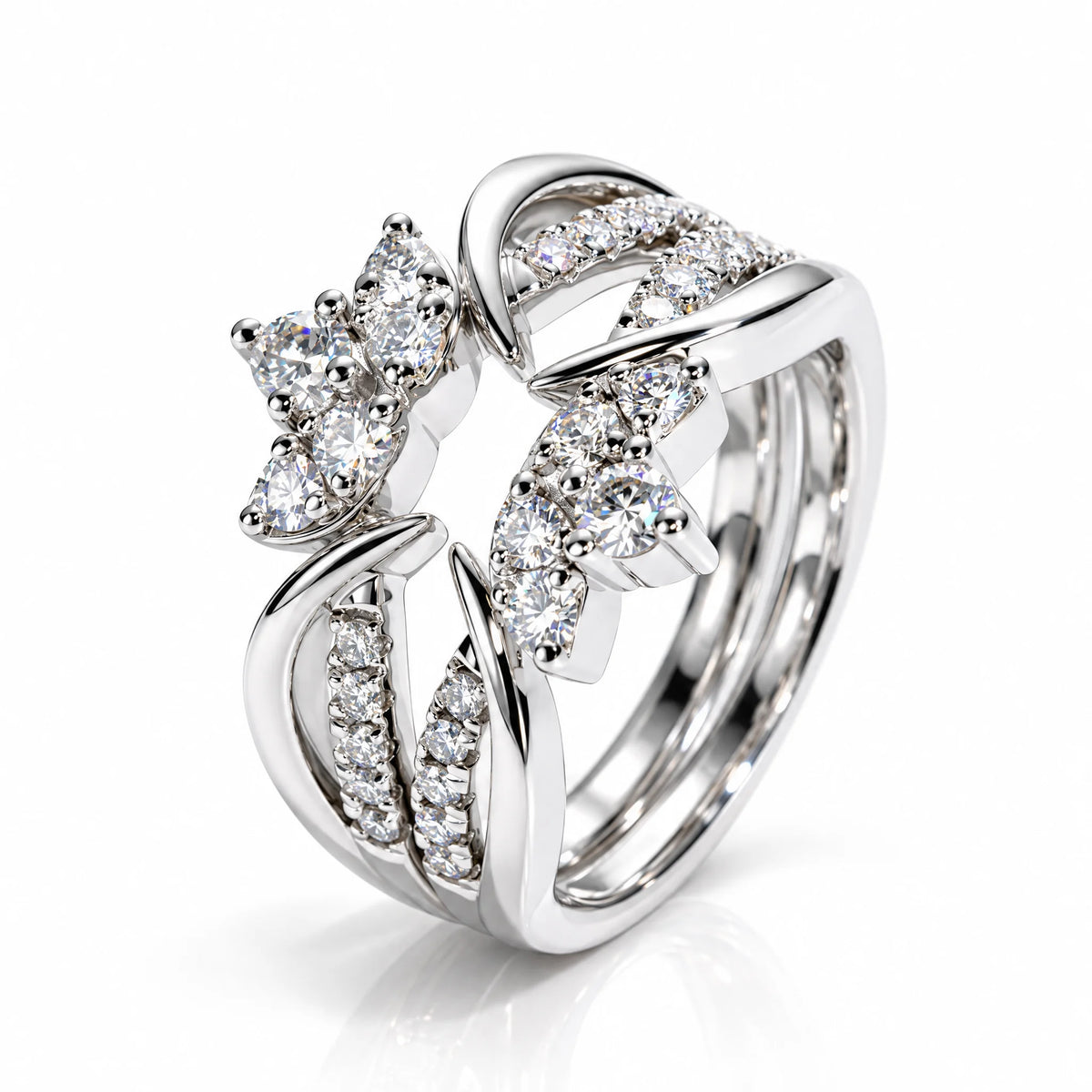 VVS1 D Color Moissanite Bridal Band Set