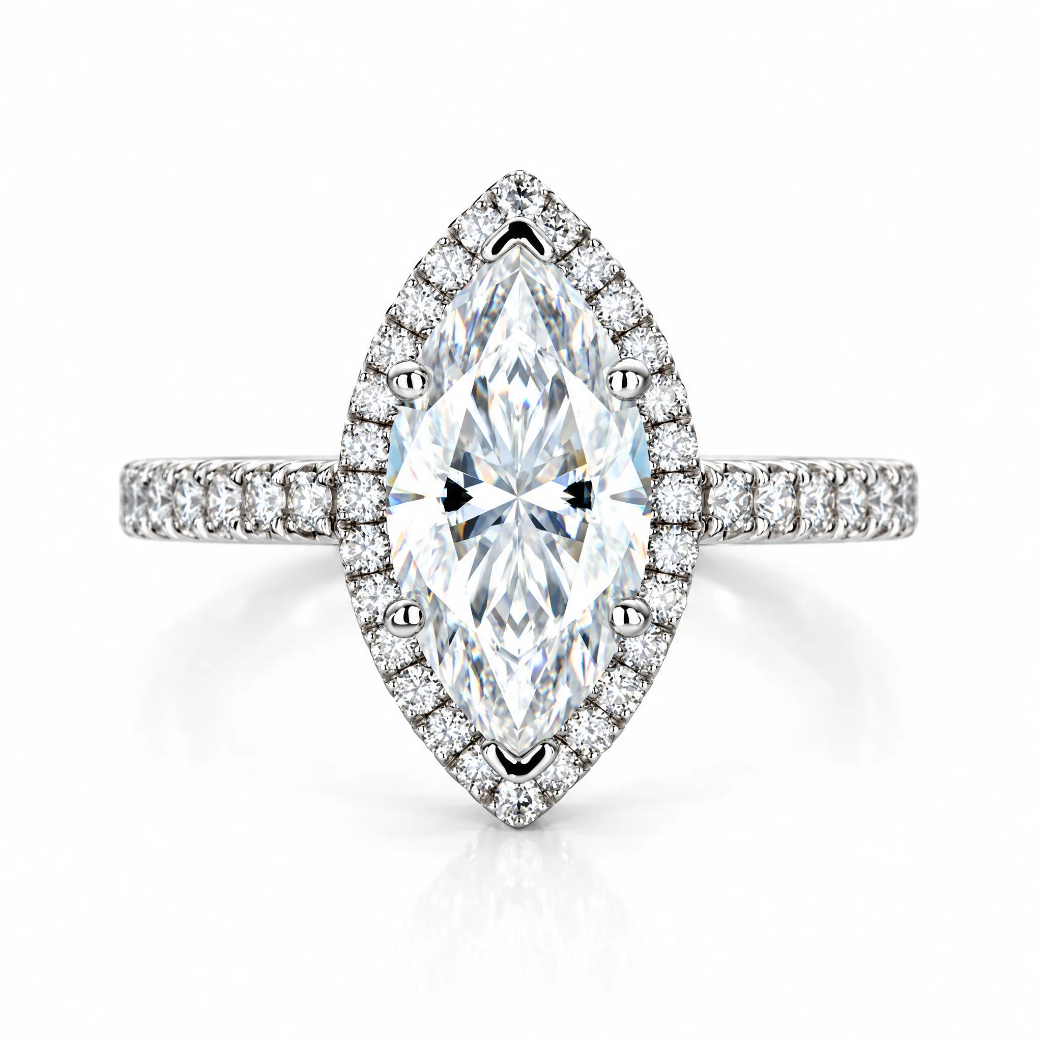 3 CT Marquise Cut Moissanite Halo Engagement Ring