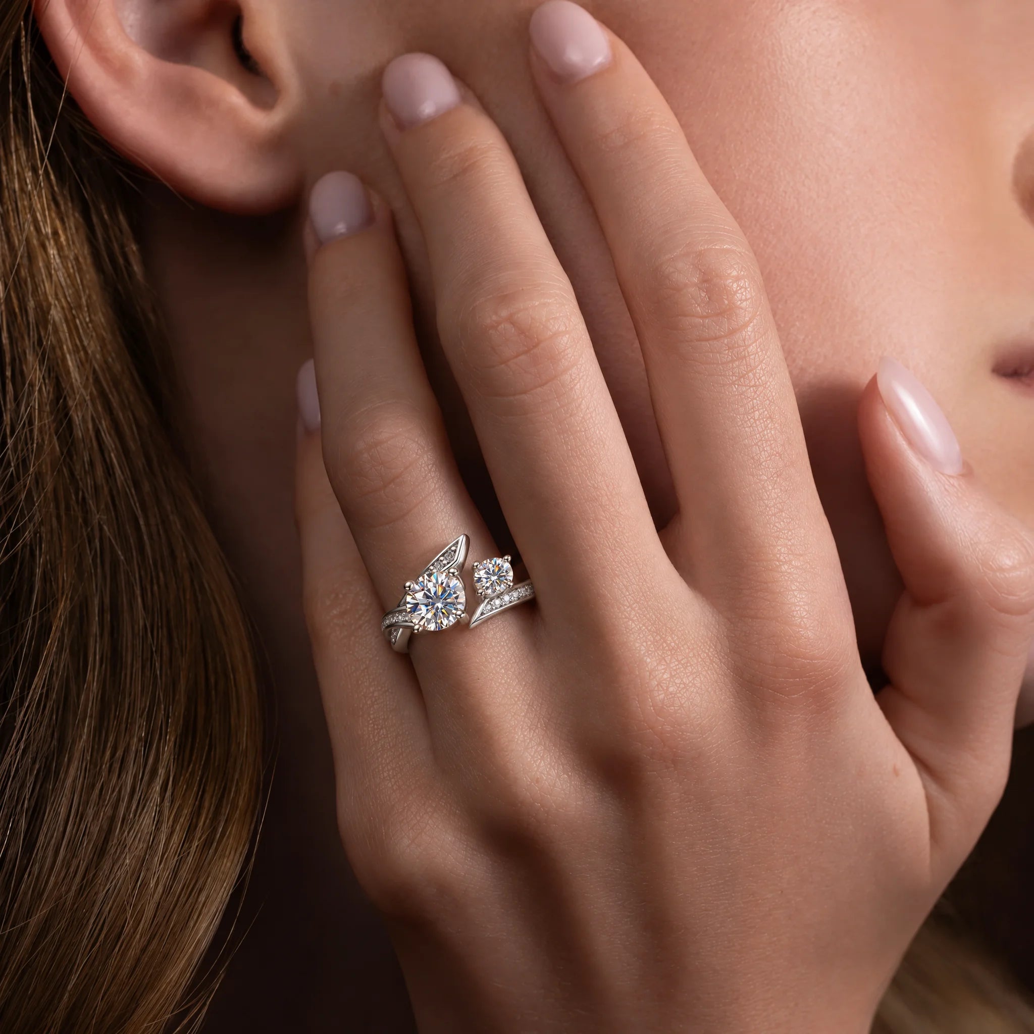 2 CT Moissanite Engagement Adjustable Ring