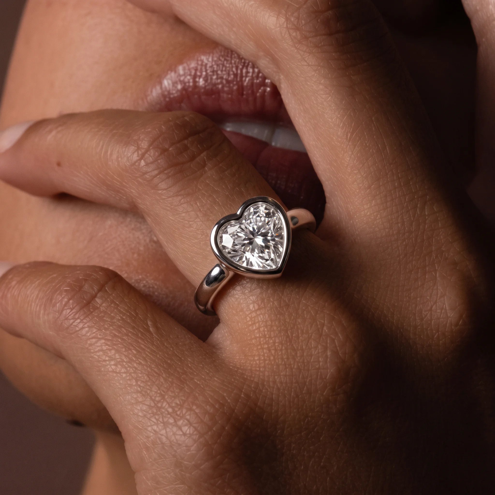 3 CT Heart Cut Moissanite Engagement Bezel Ring