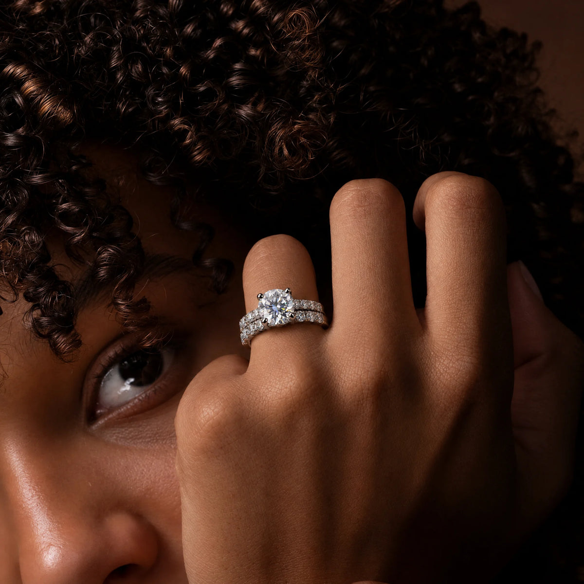 3.5 CT Round Cut Moissanite Engagement Ring Set